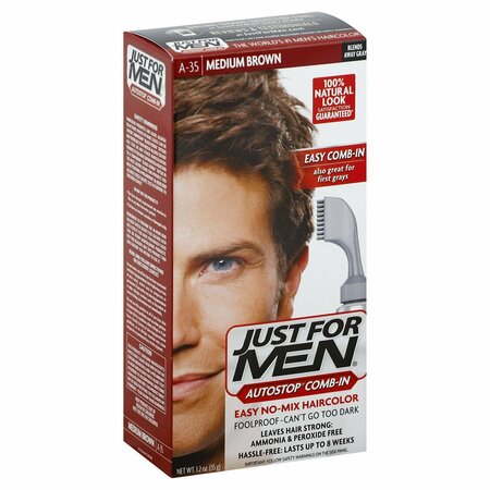JUST FOR MEN AUTO STOP COMB IN MEDIUM BROWN A35 330655